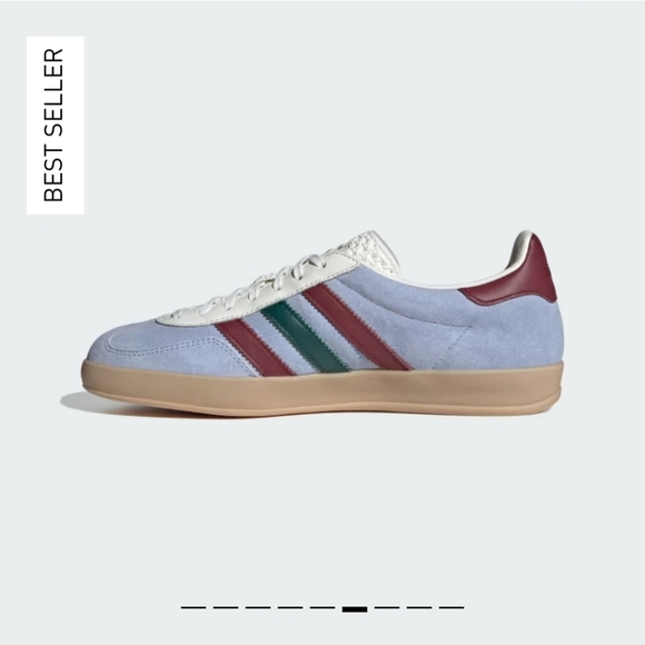 Adidas Indoor Gazelle in Blue Dawn Collegiate Green Burgandy - Picture 4 of 10